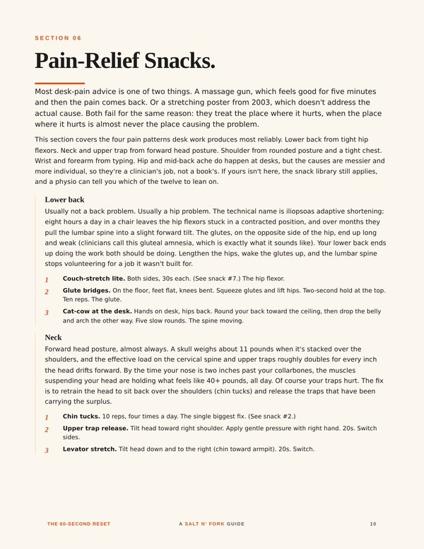 Pain-Relief Snacks page from The 60-Second Reset